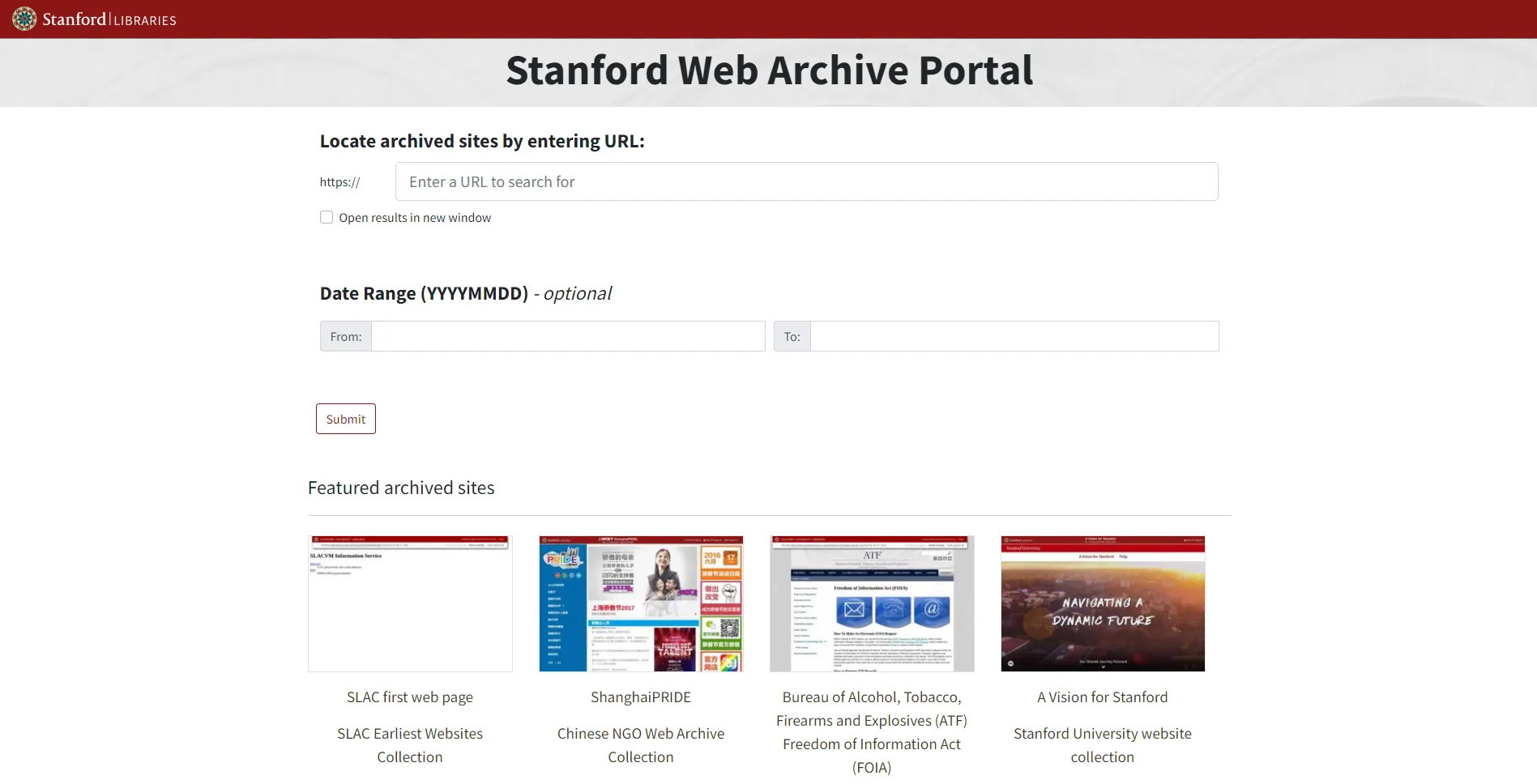 2.Stanford Web Archive Portal（アメリカ）