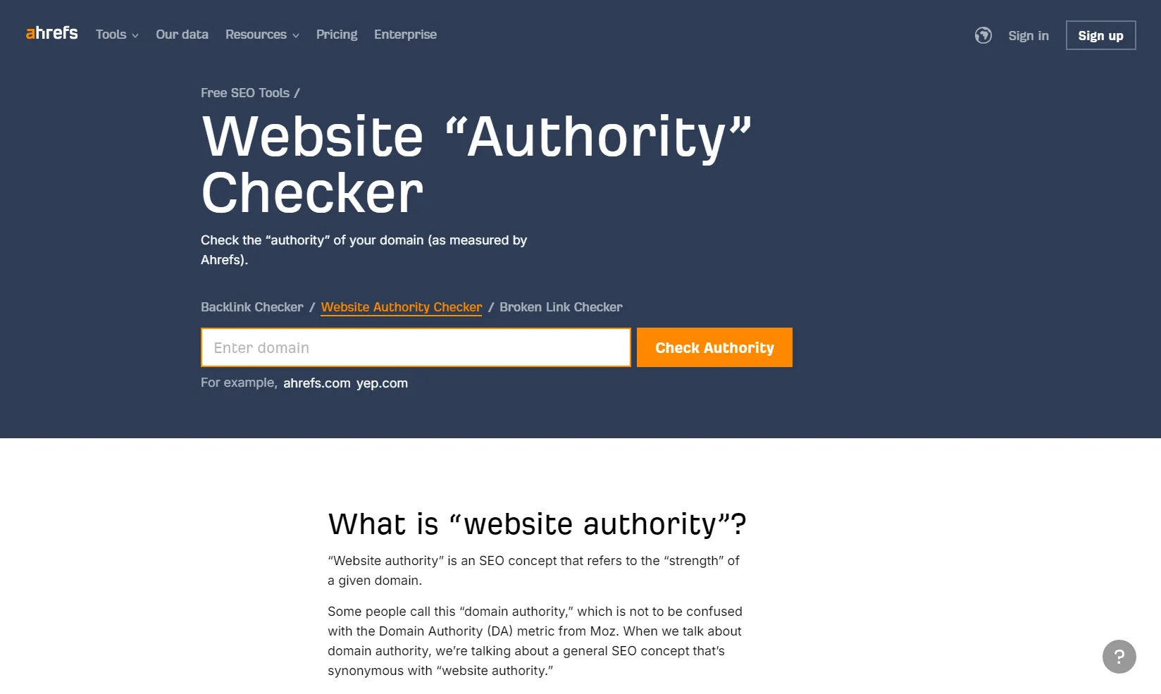 AhrefsのWebsite Authority Checker